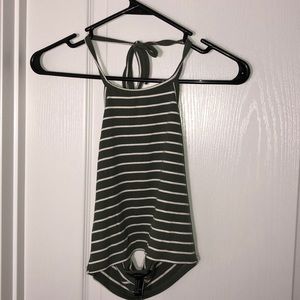 Forever 21 Striped Green Halter Top